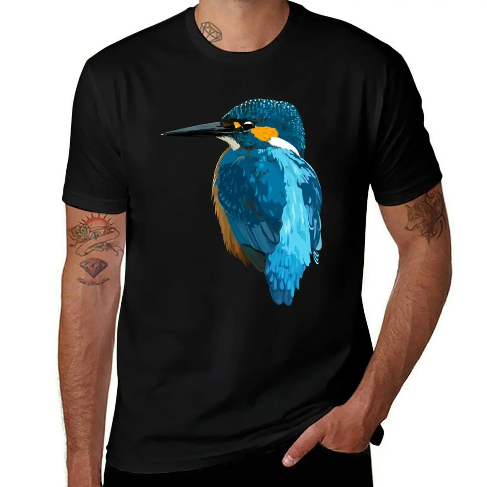 Kingfisher T-Shirt plus size tops blue lock Funny t-shirts designer shirts Men's t-shirts