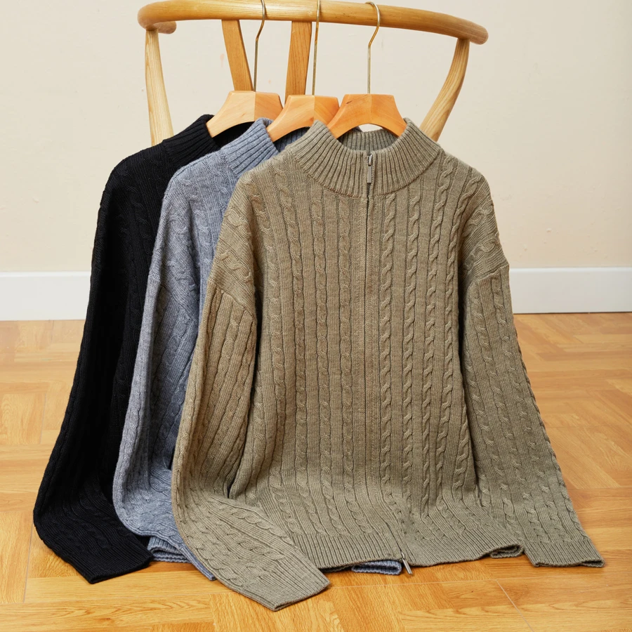 

Акрил 68,1% шерсть 31,9% Премиум мужской свитер на молнии свитер зимнее качество мягкие удобные универсальные вязаные Sueters De Hombre