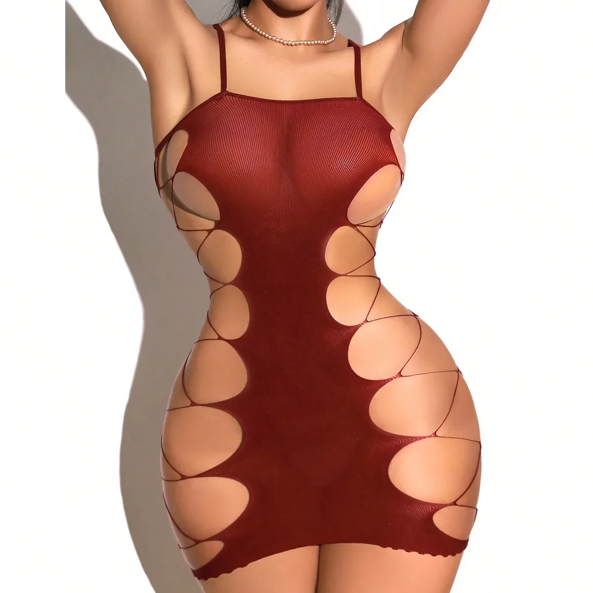 새로운 패션 여성 바디 스타킹 망사 드레스 메쉬 바디돌 컷아웃 바디수트 케미즈 이국적인 의상
