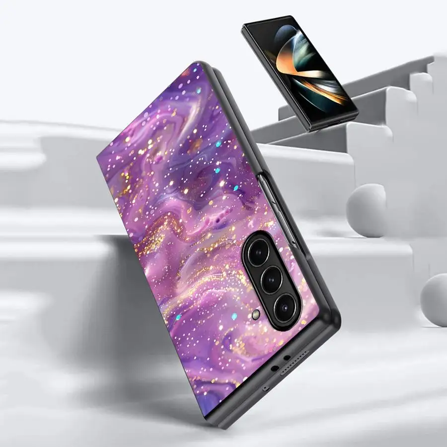 Purple Colorful Pattern Case for Samsung Galaxy ZFold5 Z Fold 7 6 5 4 3 ZFold6 ZFold7 ZFold3 ZFold4 Back Phone Cover