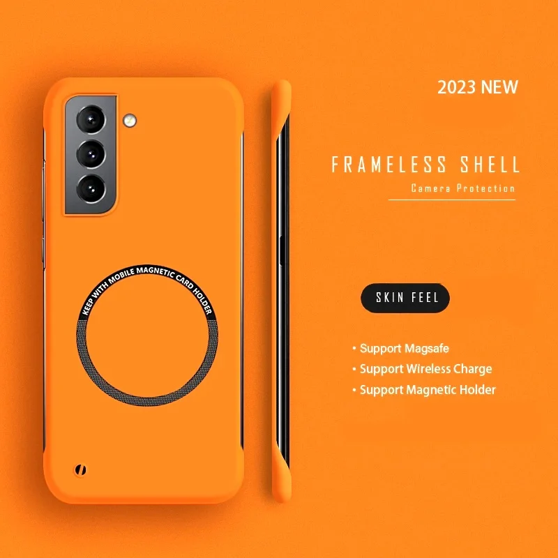 Ultra Slim PC Frameless Magnetic Phone Case For Samsung Galaxy S24 S23 S22 S21 S20 FE Plus NOTE 20 Ultra Magsafe Matte Cover