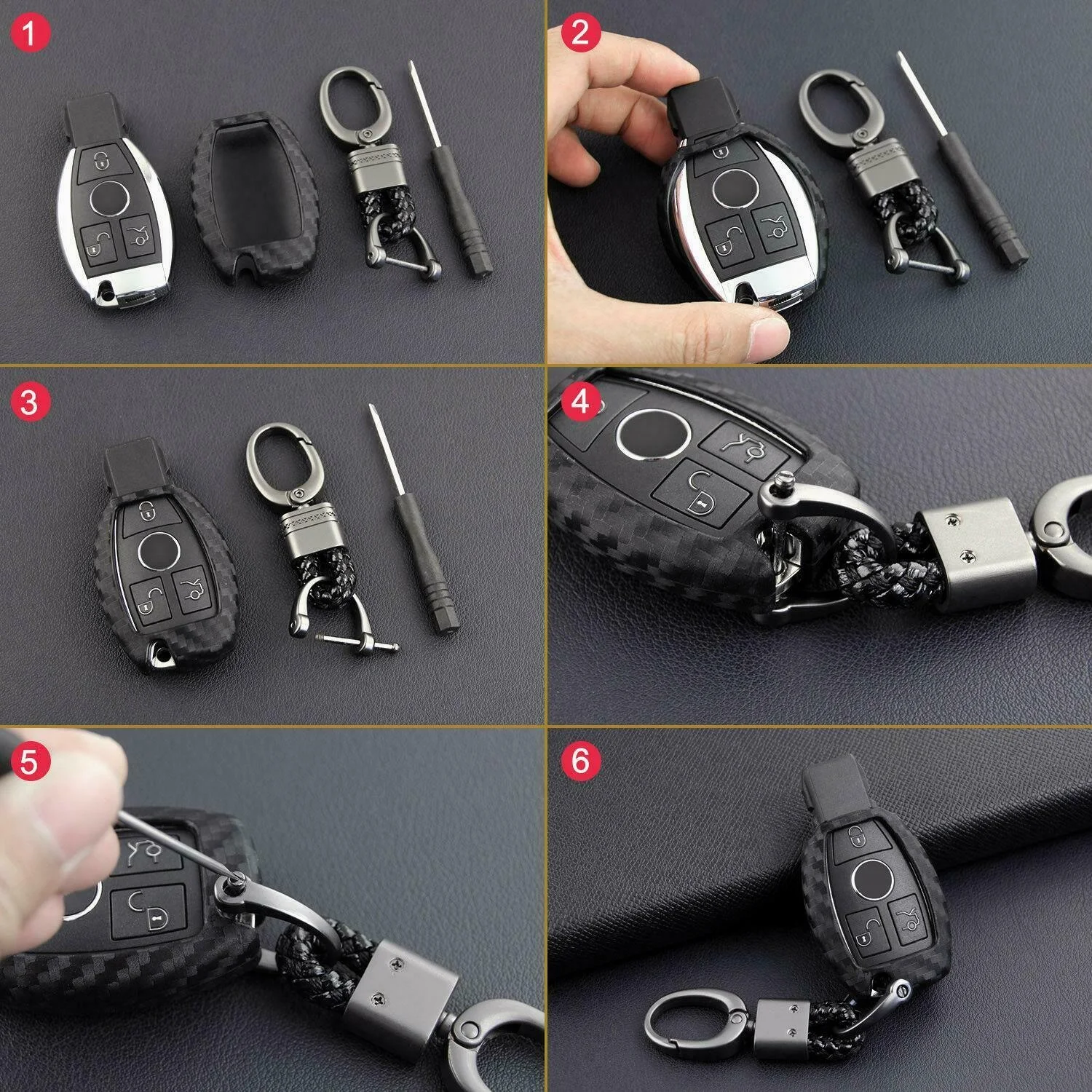 Carbon Fiber Silicone Remote Car Key Fob Cover Case Shell Holder Chain For Mercedes Benz W211 W212 W245 W203 W204 W205 W221 W222