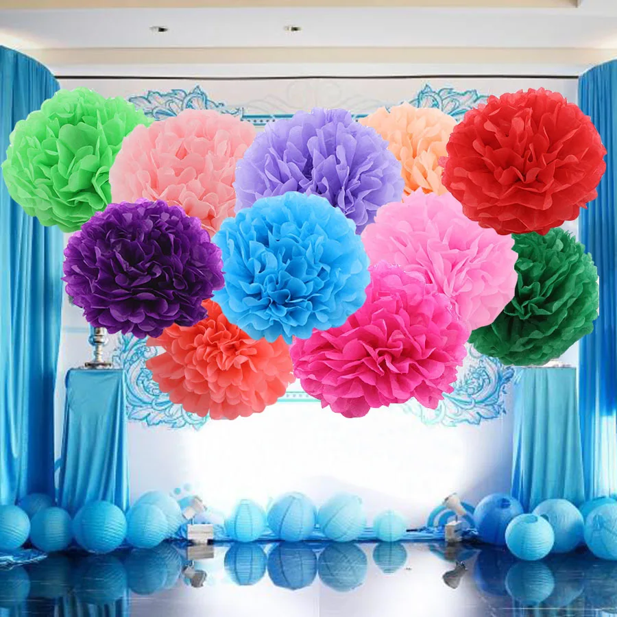 

Wholesales 20PCS 12"(30CM) Tissue Paper Pom Poms Paper Flower Decoration Paper Flower Ball Wedding Decoration TP-W-1002