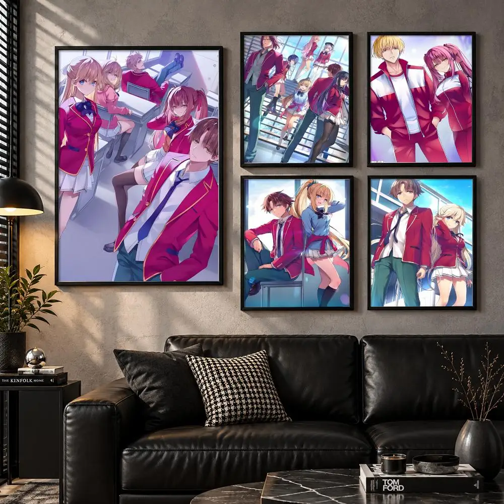 Classroom of the Elite School Anime Strategy Mystery Story Poster Modern Self Adhesive Wall Art Prints for Bedroom Living Room