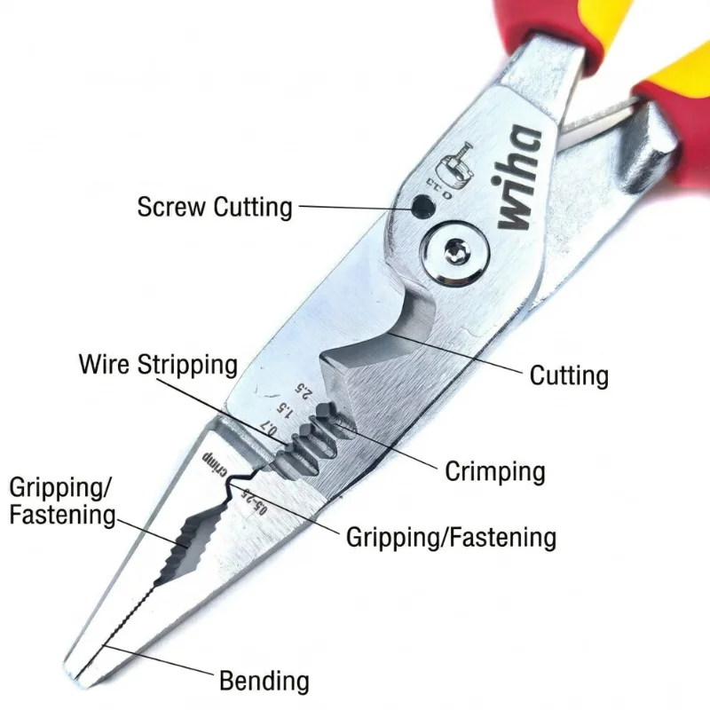 wiha-45489-pinze-a-becco-lungo-multifunzionali-professionali-con-impugnatura-ergonomica-per-lavori-elettrici-e-riparazioni-industriali