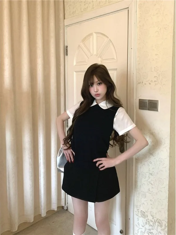 

Women's Summer 2026 Three-Piece Set Sweet School Style Knitted Vest Top Short Sleeve High Waist Skirt Fashion Ensemble