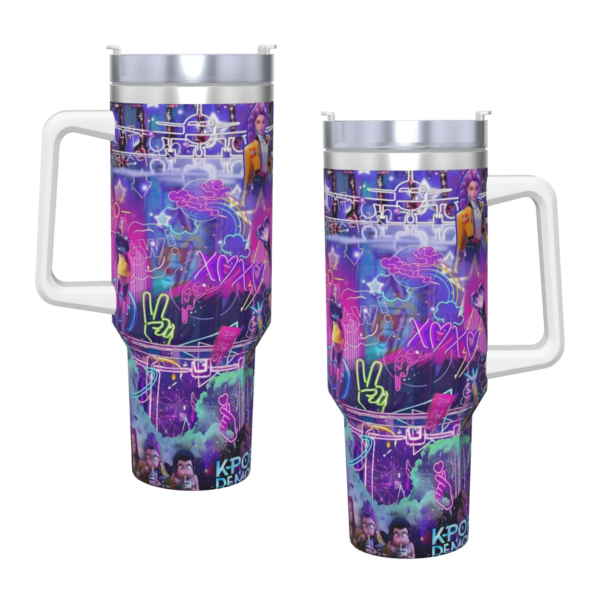 

Kpop Demon Hunters 40oz Tumbler Stainless Steel Double Wall Vacuum Insulated Mug Cups With Straw