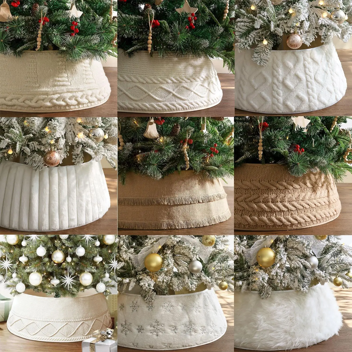 

Christmas Knitted Tree Skirt Circumference with Clips Adjustable Christmas Ornaments Christmas Tree Ornaments