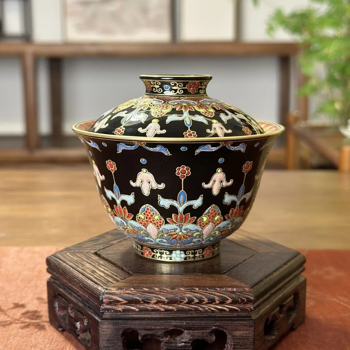High-end Jingdezhen Dunhuang Impression Enamel Color Gilt Ercai Cover Bowl Household Ceramic Tea Bowl Kung Fu Tea Set