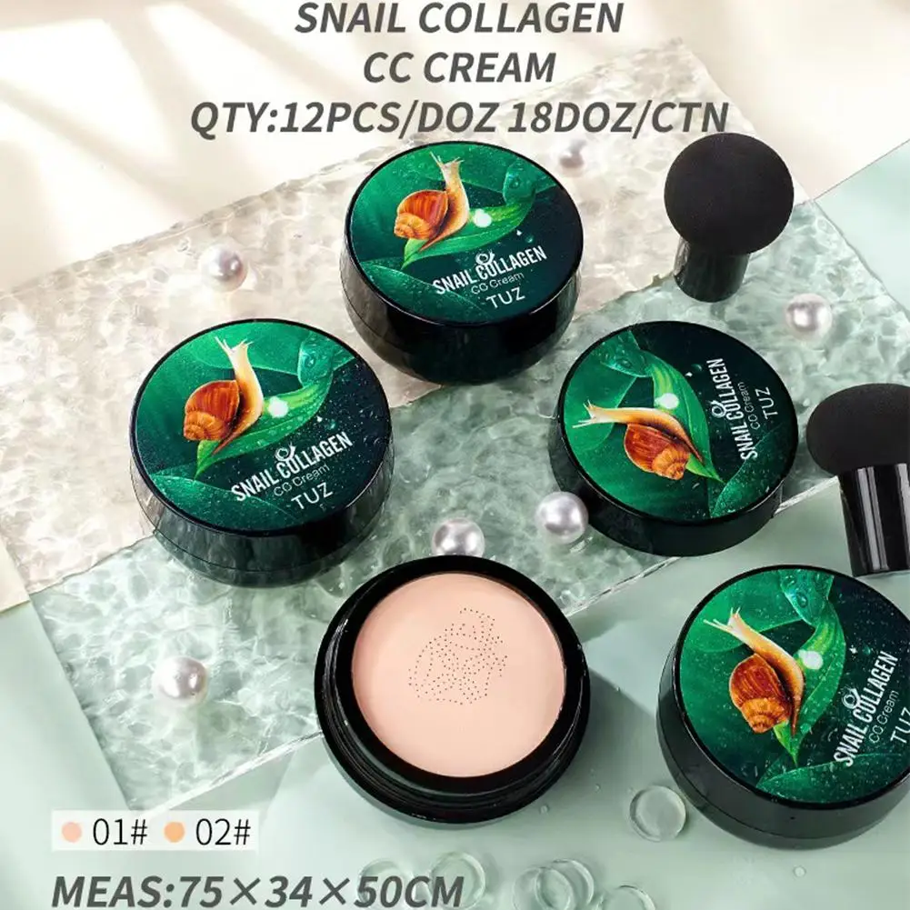 TUZ Snail Collagen CC Cream Mushroom Head Cushion Foundation Concealer Brightening Moisturizing Holding Makeup Oil Control