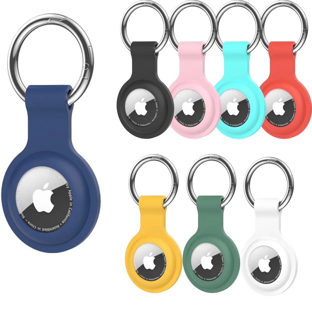 Keychain for Apple AirTag Silicone Protective Case Cover Key Chain Anti-Loss Ring AirTags Accessories for AirTag Pendant