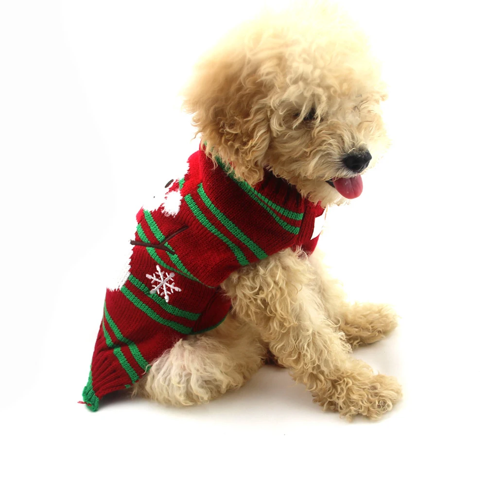 

Dog Sweater Pet Clothes Warm Puppy Outfit Winter Clothes Christmas Snowman Pattern Fashion Long Lasting Dog Jacket