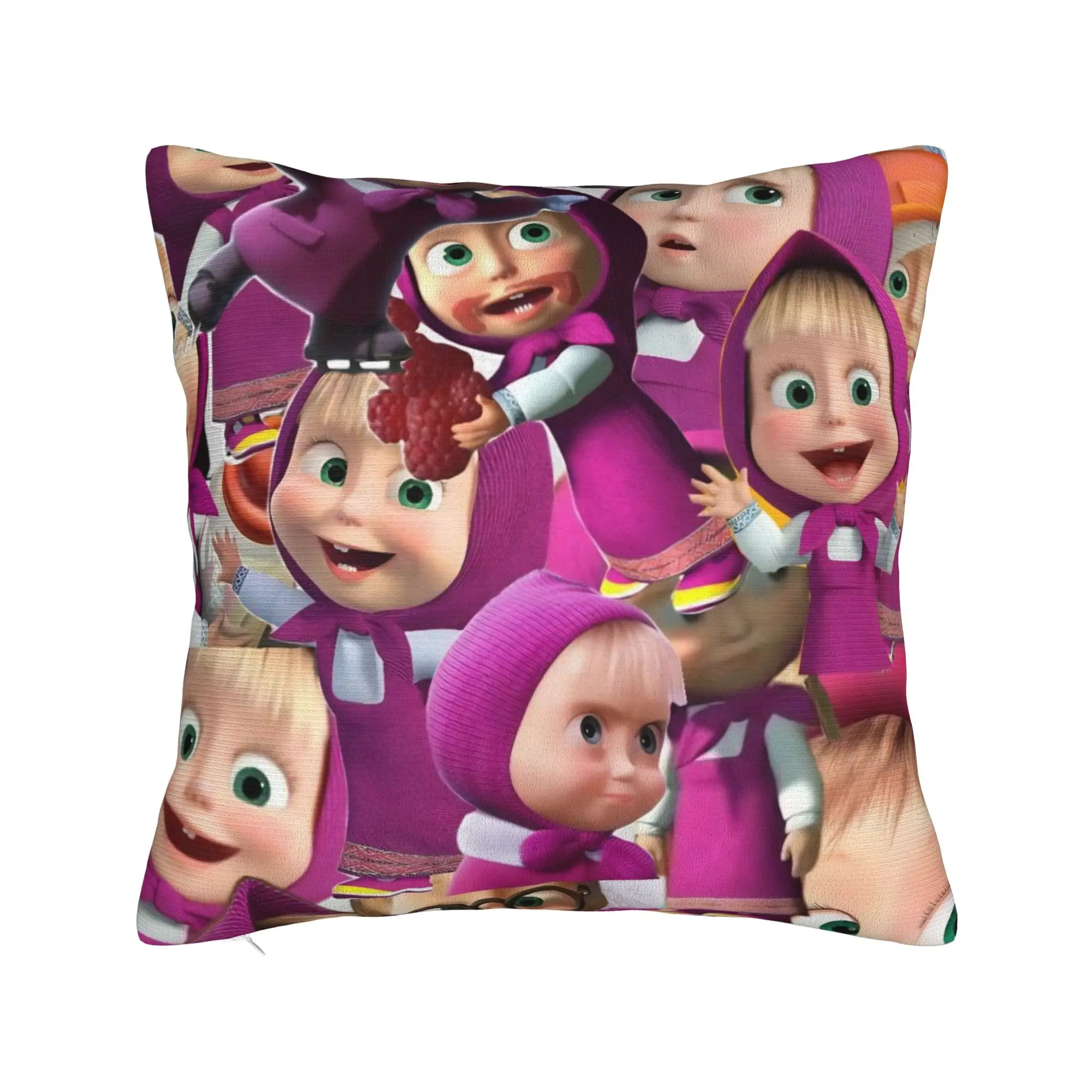 Cute Cartoon M-Masha and Bear Pillowcase Soft Cushion Cover Decoration  Throw Pillow Case Cover Living Room Zipper 40*40cm