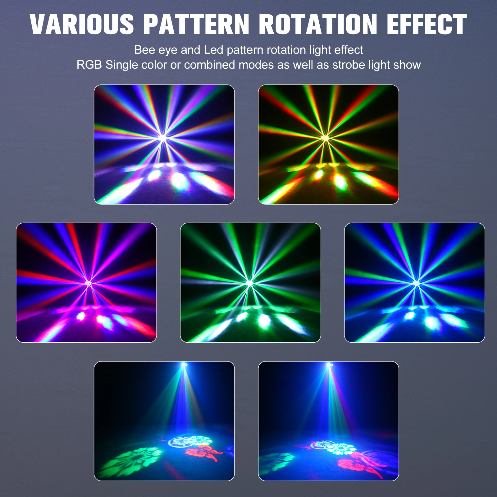 U'King 80W Disco Party Lights LED Bee's Eye 6IN1 Effect Strobe Stage Light DMX Control&Sound ActivatedFor DJ Bar Christmas Party