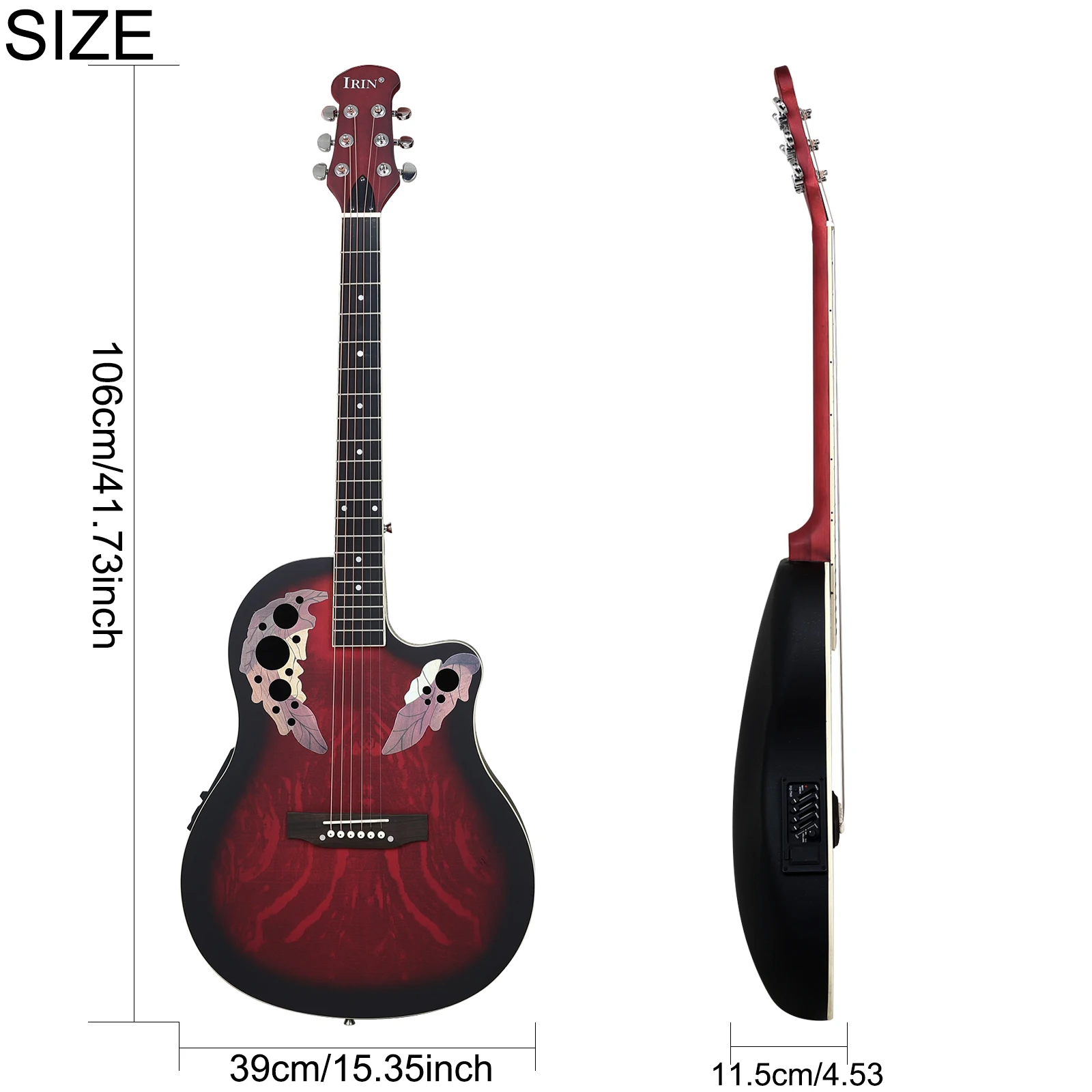 IRIN AR-2 Acoustic Guitar 6-String Folk Guitar with Equalizer Spruce Panel ABS Back&Sides Board Arched Back Enhanced Resonance