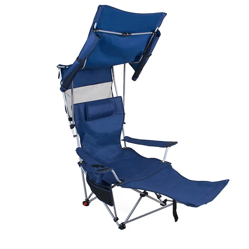 Blue Ceiling  Outdoor Folding Sunshade Chair Camping Recliner Portable Armrest Sitting Lying