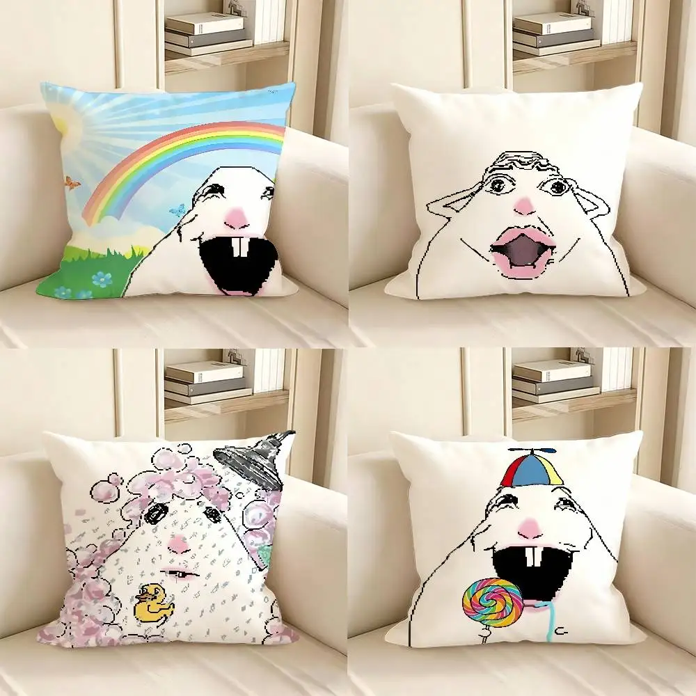 1pc Creative Funny Hamster Meme Pillow Case Fashion Square Pillowcase Bedroom Sofa Room Ins Decoration Leisure