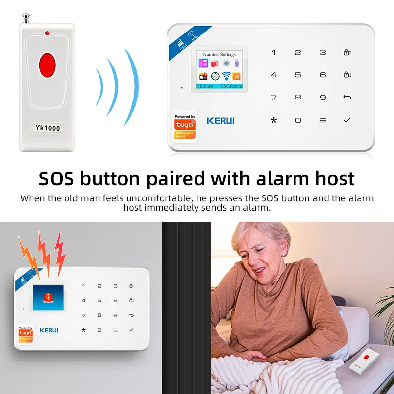高齢者および子供向けのKERUI-SOS緊急アラームボタン、緊急ヘルプスイッチ、ホームセキュリティプロテクション、w181、w202、w204