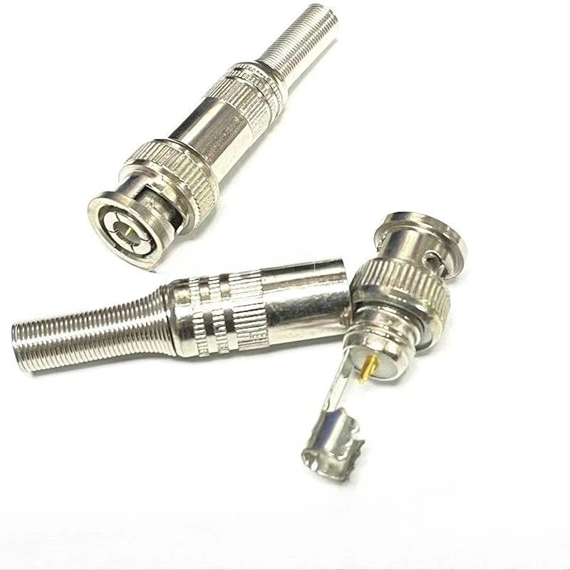 10pcs Copper Core BNC Q9 Connector 75-3 Coaxial Solder Plug for CCTV Video Surveillance Monitoring System