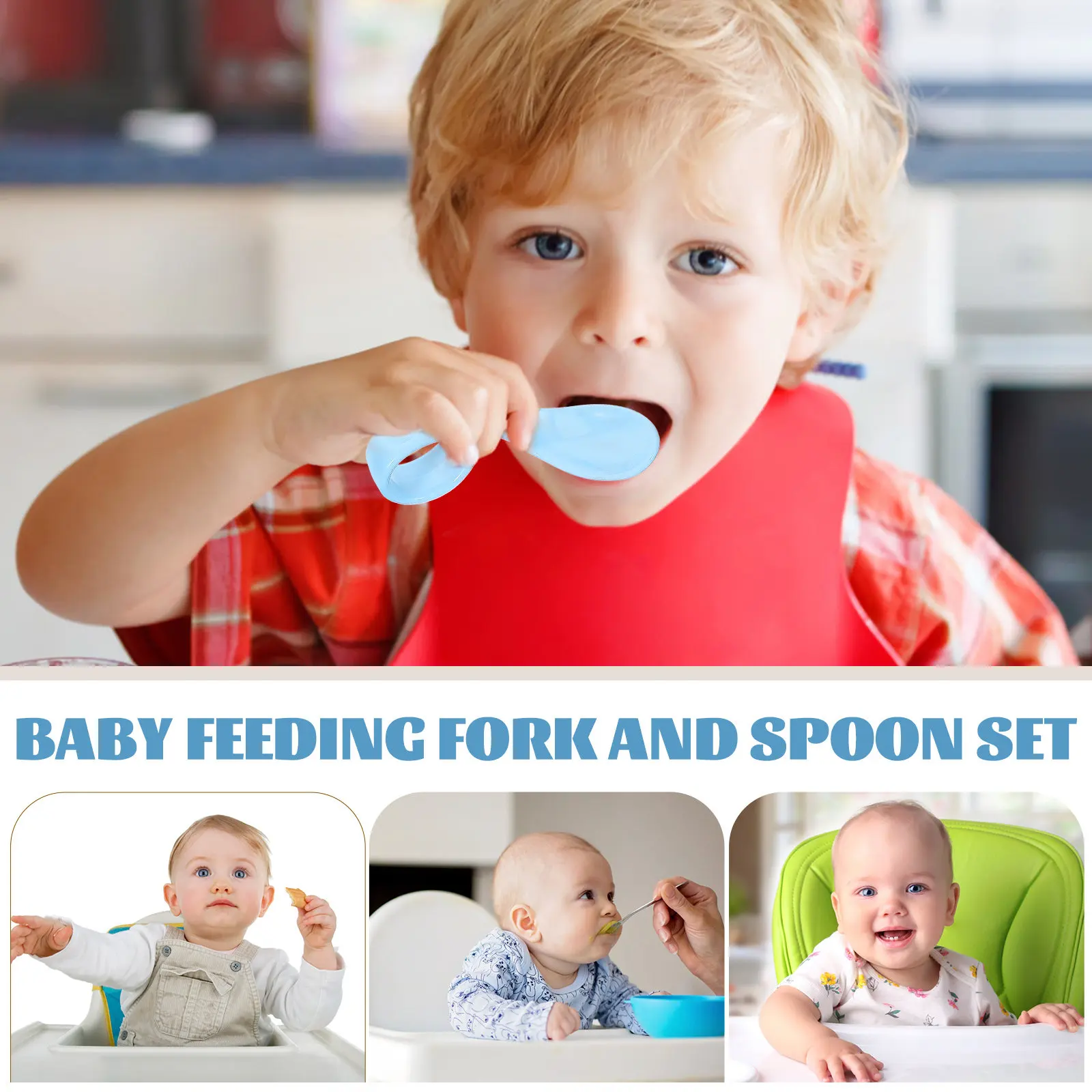 

1Set Safe Baby Feeding Fork Spoon Set Infant Dinning Utensils PP Material Hot Water Resistant Baby Feeding Tools Training