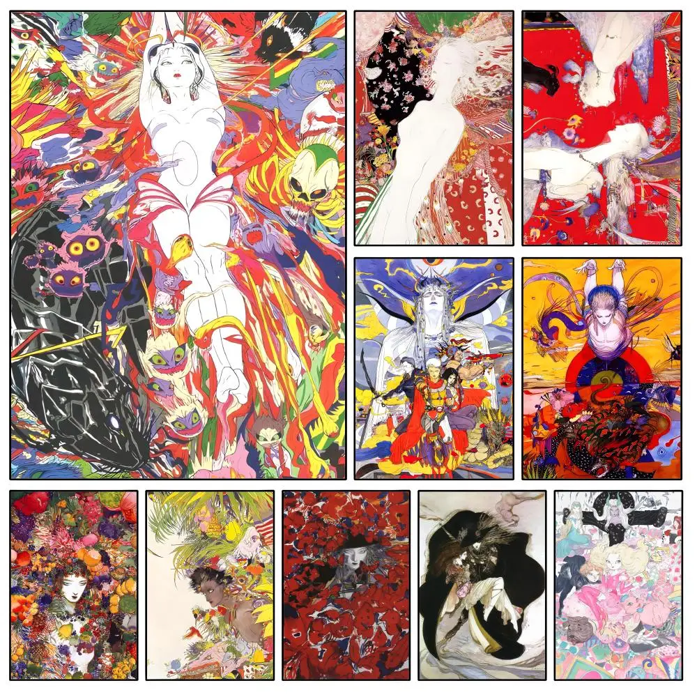 Art Yoshitaka Amano Final Fantasy Poster Waterproof HD Modern Peel And Stick Wall Decor Bedroom Living Room Dorm Office