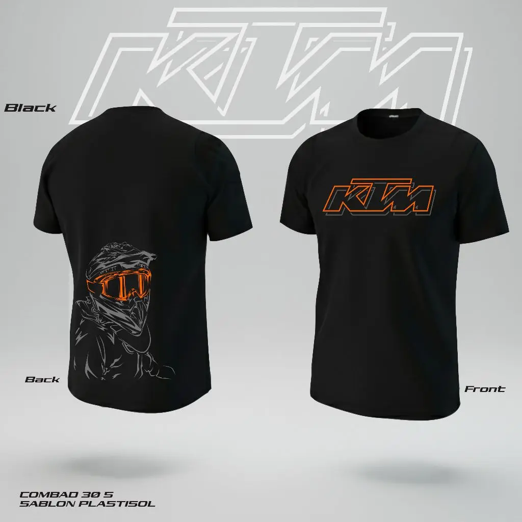 Men's 100% Cotton KTM Racing Logo Print T-Shirt Summer Casual Daily Wear Motocross Rider Graphic Tee - view 2