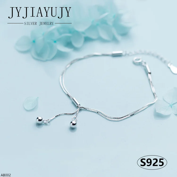 

JYJIAYUJY 100% Sterling Silver S925 Bracelet Anklet Beads Shape Fashion Trendy Hypoallergenic Women Fine Jewelry Gift AB002