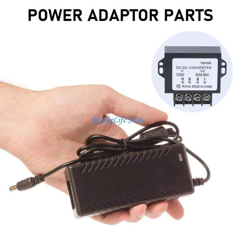 E65E Water Resistant 12~24V to 5V 3A Power Converter 15W Reducing for LED