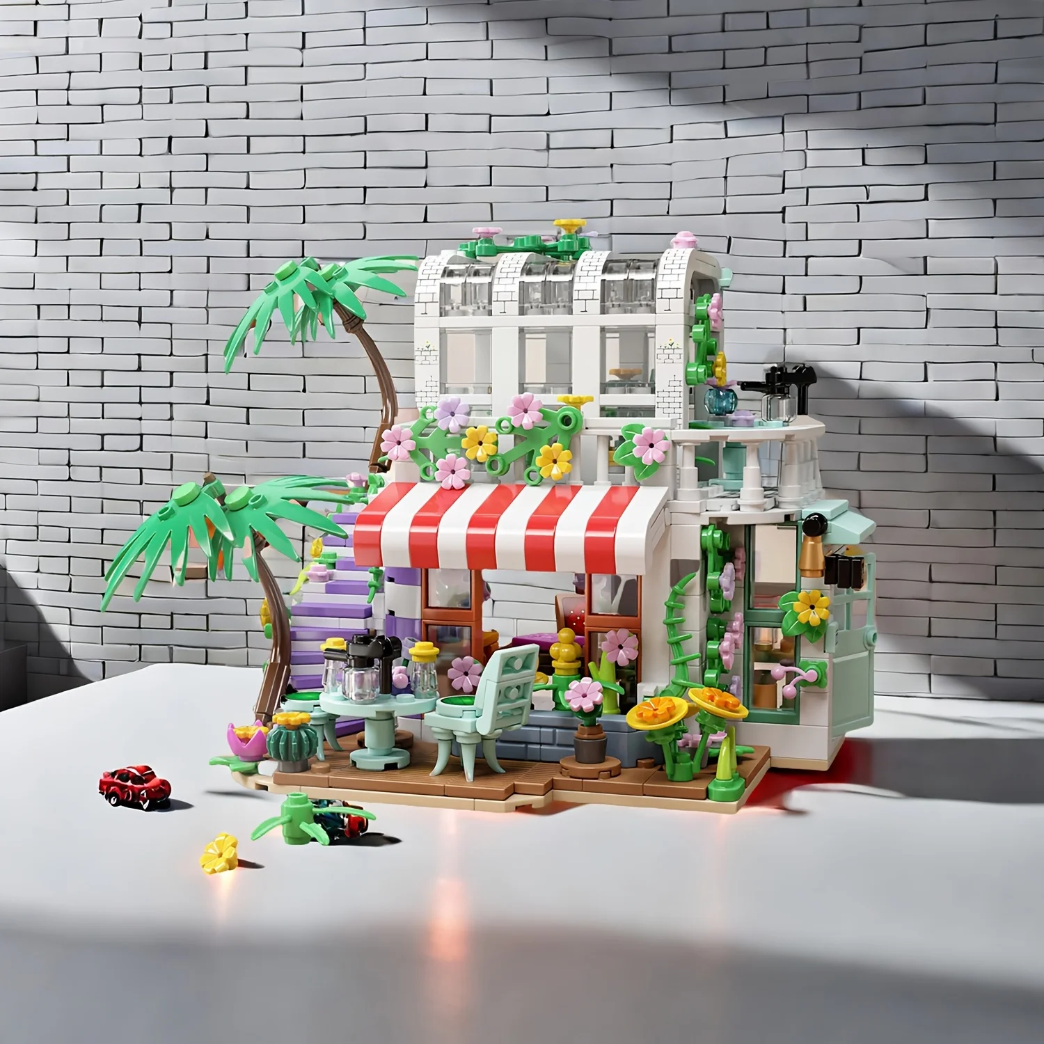 705 stks Tuin Yard Bouwstenen Stad Straat Scène met LED Verlichting Desktop Display Collector Kerstmis Nieuwjaar Verjaardagscadeau