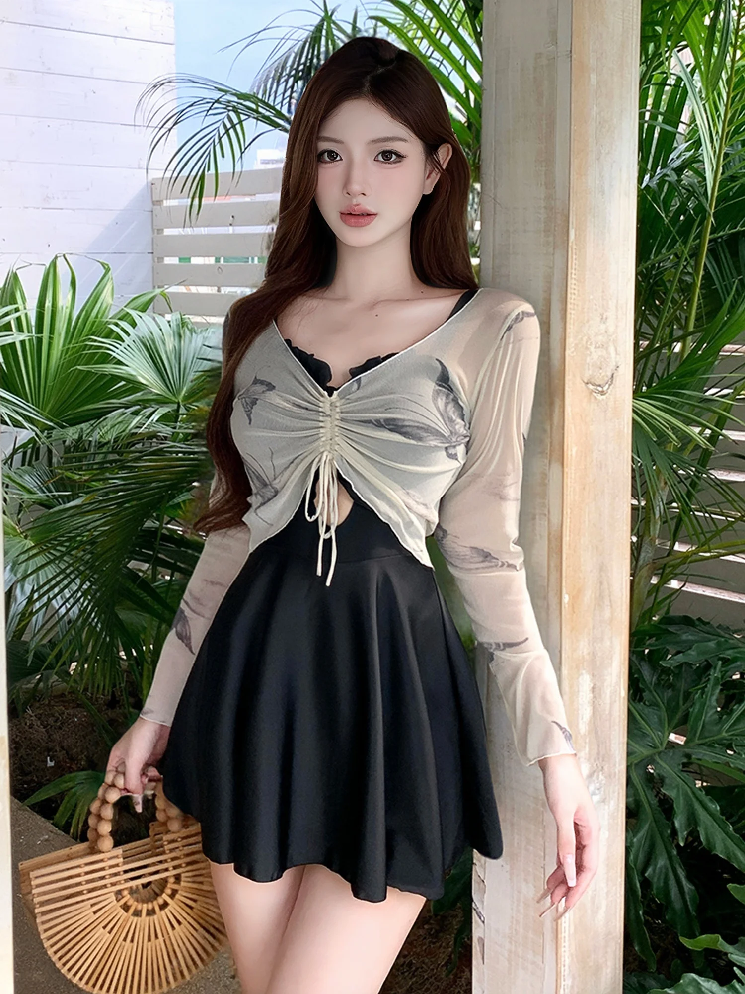 

Потрясающий новый женский купальник с длинным рукавом: элегантный, для отпуска, термальных источников и спа-курортов, стройнящий, с эффектом утяжки