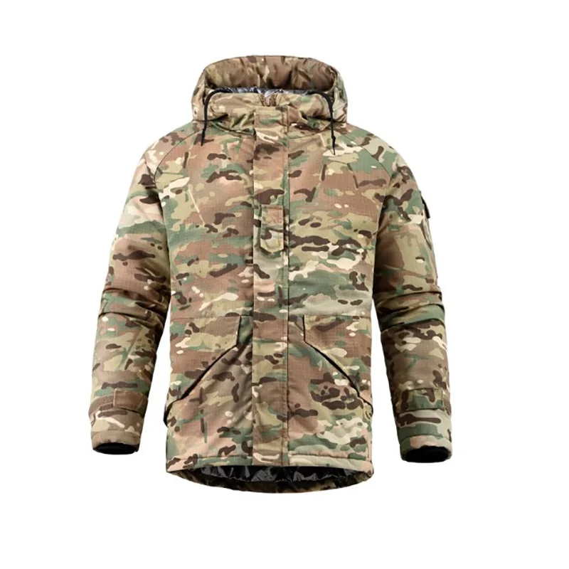 

Русская камуфляжная арктическая зимняя куртка, сверхпрочная термохлопковая парка для экстремальной холодной погоды, ветрозащитная