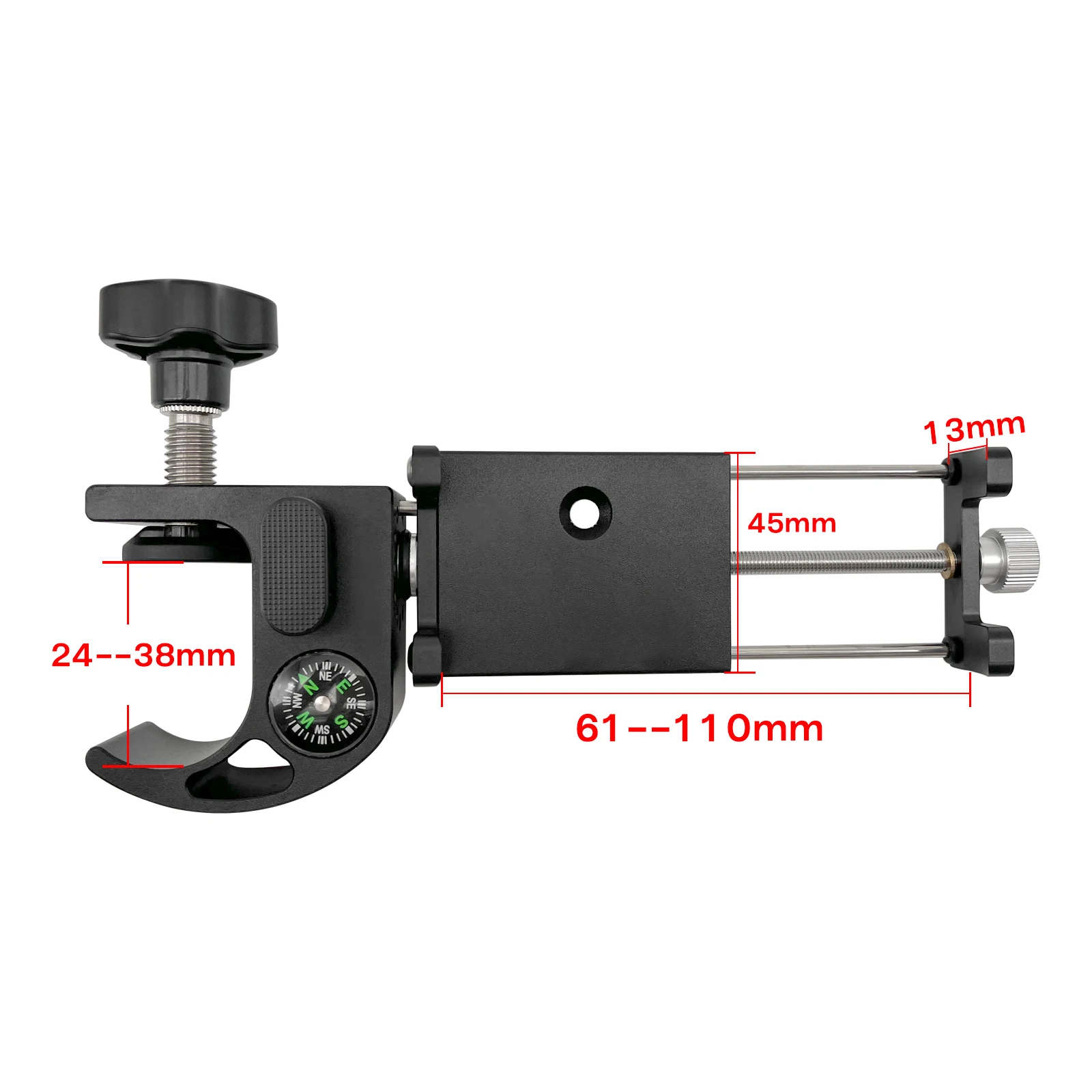 Pole Clamp With Compass For GPS Data Collector Total Station Phone Holder Bracket Cradle