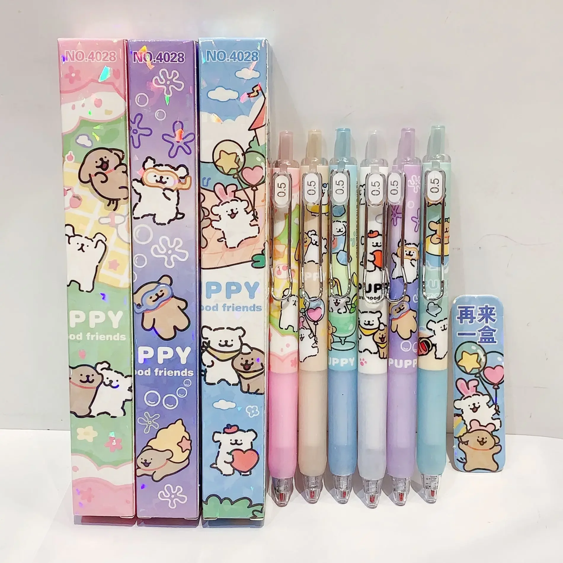 New Random 1Pcs Maltese PUPPY Roller Ball Pen Cartoon Stationery Animal Pattern 0.5mm Black ink Gel pen kids stationery gift