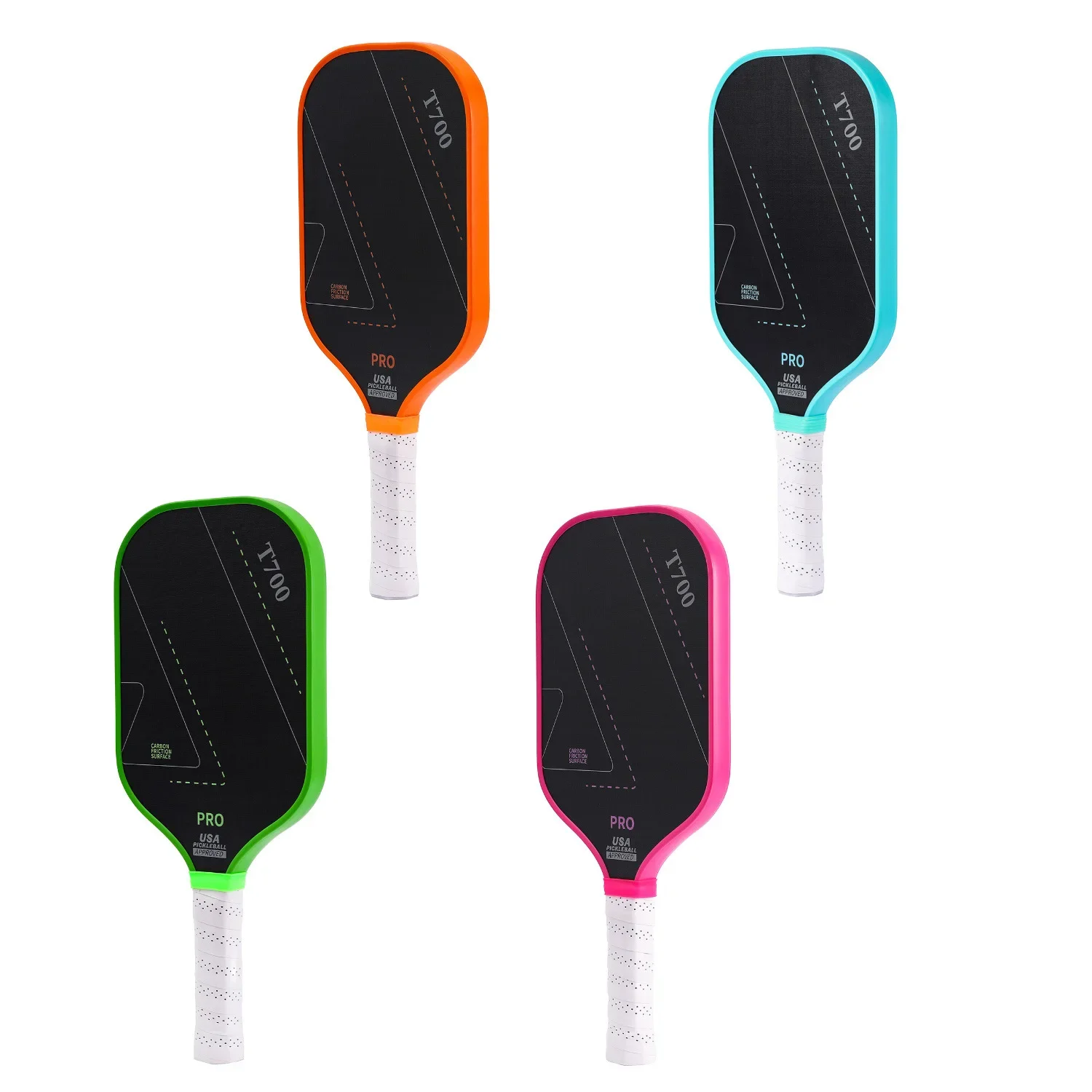 USAPA Approved Thermoformed Unibody T700 Raw Carbon Fiber Pickleball Paddle Spin Textured Surface With Foam Edge Indoor Outdoor