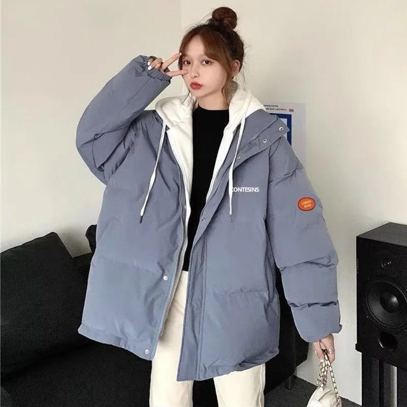 2023 New Women Down Cotton Coat Winter Bread Jacket Female Short Versatile Parkas Loose Thick Warm Outwear Hooded Overcoat