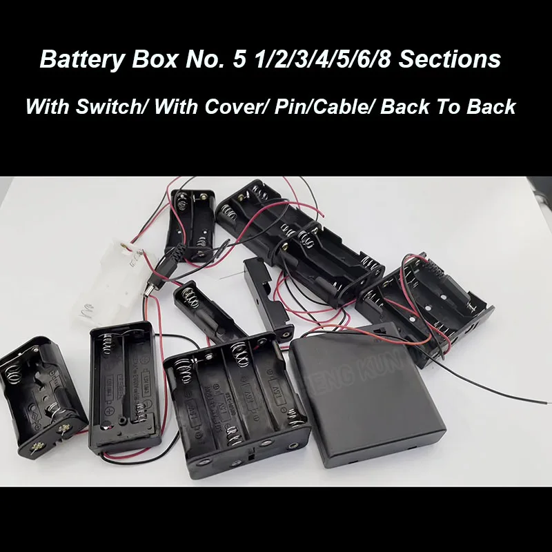 Battery Box No. 5 1/2/3/4/5/6/8 Sections With Switch/ With Cover/ Pin/Cable/ Back To Back Battery Box Clear Battery Compartment