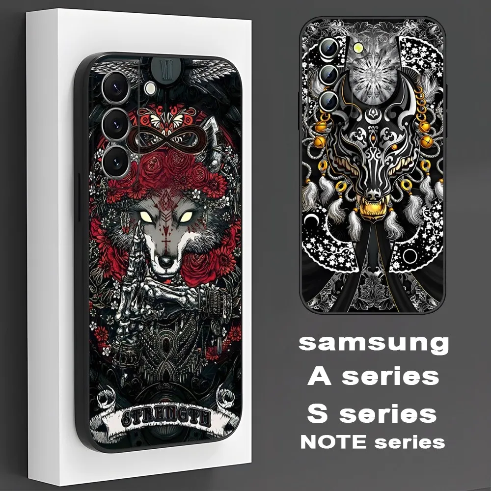 Phone Japanese Case For Samsung S 24 23 22 21 20 Art plus Fox ultra a 24 UV color Kitsune inkjet printing 34 54 53 luxury Black