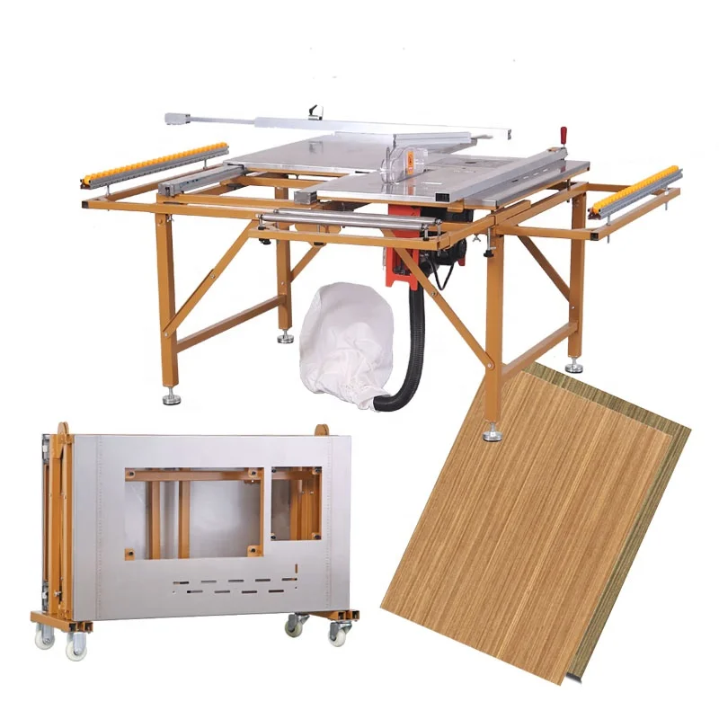 Commercial Foldable Sliding Saw Table With Double-Blade Saw And Wood Miller