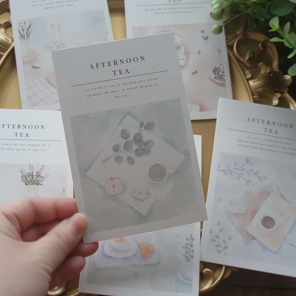 

15pcs Watercolor Draw Today Aftermoon Tea Design As Scrapbooking Party Invitation Gift Card Message Postcard Greeting Card