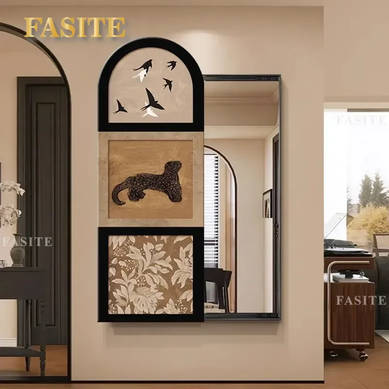 For Medieval Style Entrance Decorative Painting Push Pull Full Length Mirror Bedroom Hidden Mirror Corridor Aisle Hanging Art