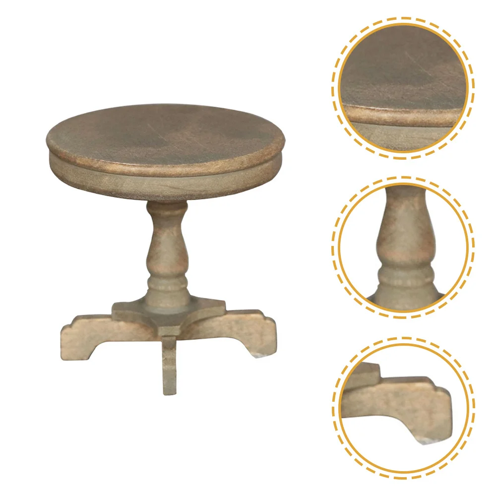 Mini móveis mesa redonda material natural para casa de bonecas decoração de madeira acessórios de móveis bonito realista