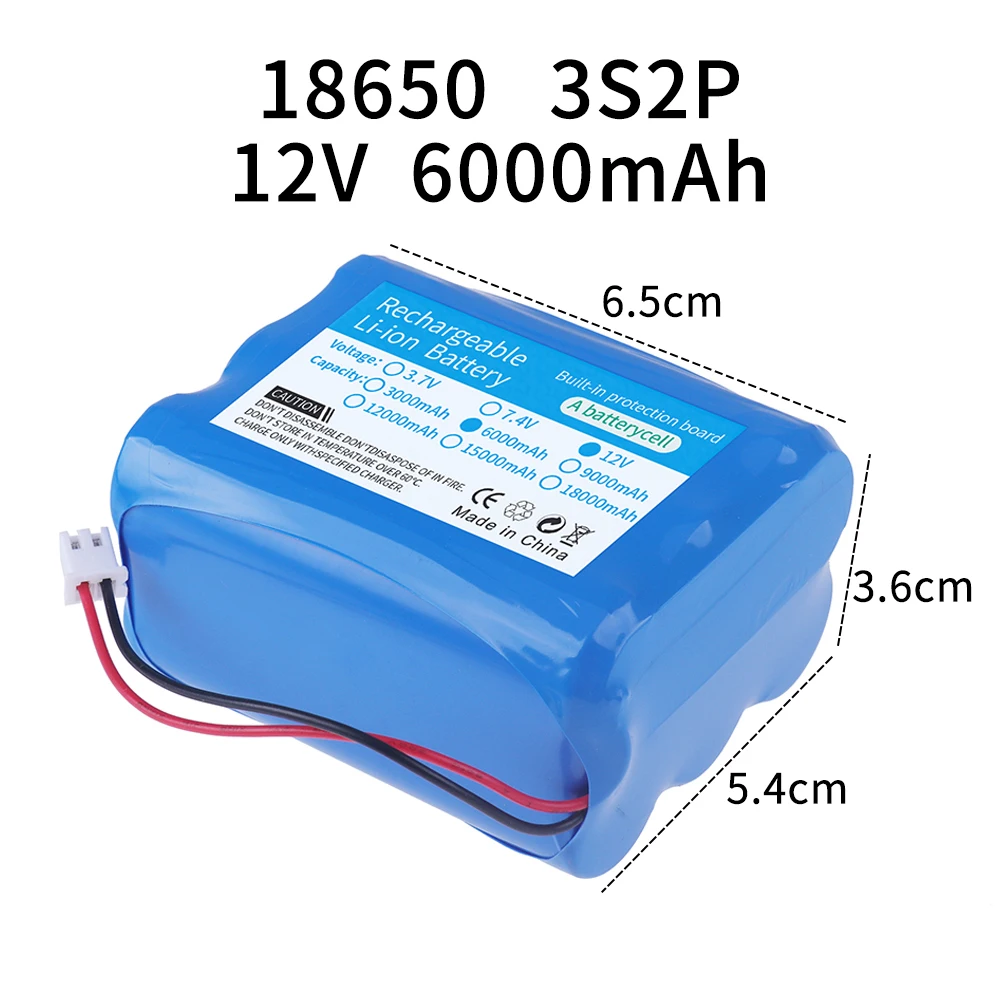 3.7V 7.4V 11.1V 12V 18650 8000mAh พร้อมสายแบตเตอรี่แบบชาร์จไฟได้ลิเธียมไอออนพร้อม PCB สำหรับลำโพงบลูทูธไฟหน้าพลังงานแสงอาทิตย์