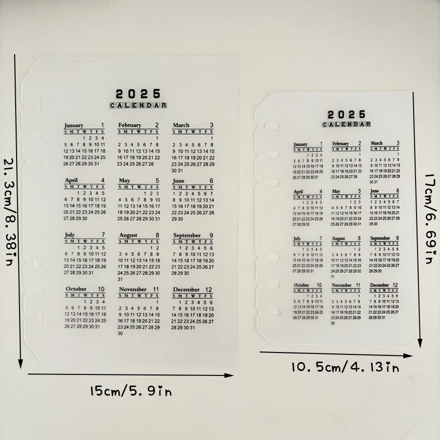SKYSONIC 2025 A5/A6 PP Binder Board, Transparent Frosted Calendar Baffle, Loose Leaf Ring Notebook Index Accessories Part