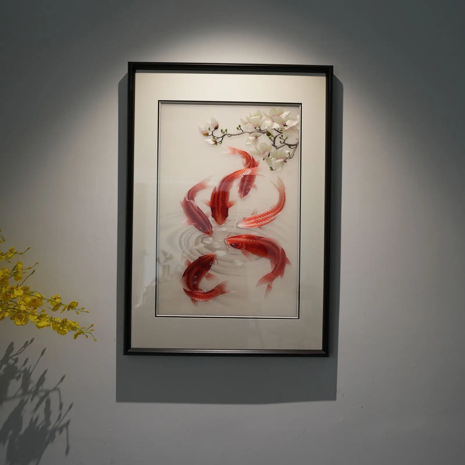 Embroidery gold and jade full restaurant living room pure handmade high-end boutique decorative hanging paintings