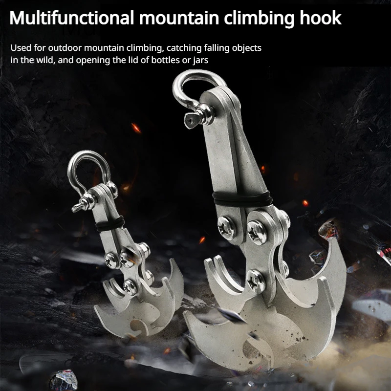 1PC Outdoor climbing hook gravity hook stainless steel survival folding escape hook climbing heavy claw flying tiger hook