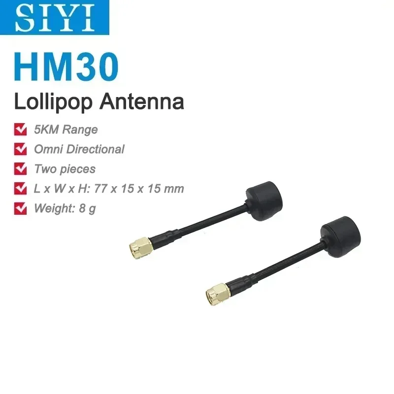 

Антенна Lollipop SIYI — совместима с воздушным блоком MK15/HM30/MK32, RHCP 5,8 ГГц, высоким коэффициентом усиления для FPV-дронов, радиоуправляемых инструментов