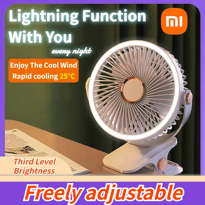 Xiaomi Mijia USB Camping Fan Foldable Portable Fans 3 Speed Rechargeable Desktop Electric Fan With LED Clip-on Home Fan