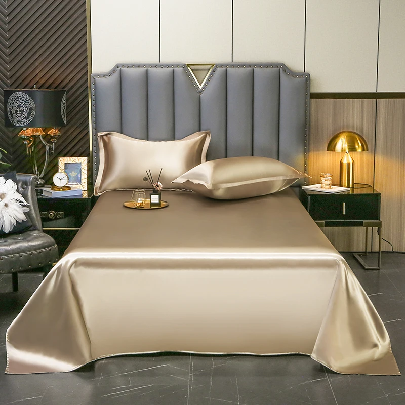 

Nordic Duvet Cover Fitted Sheet Pillowcase Solid Color Satin Bed Set Soft Comfortable Bedsheet High-End Bedding Silk Twin 3/4pcs