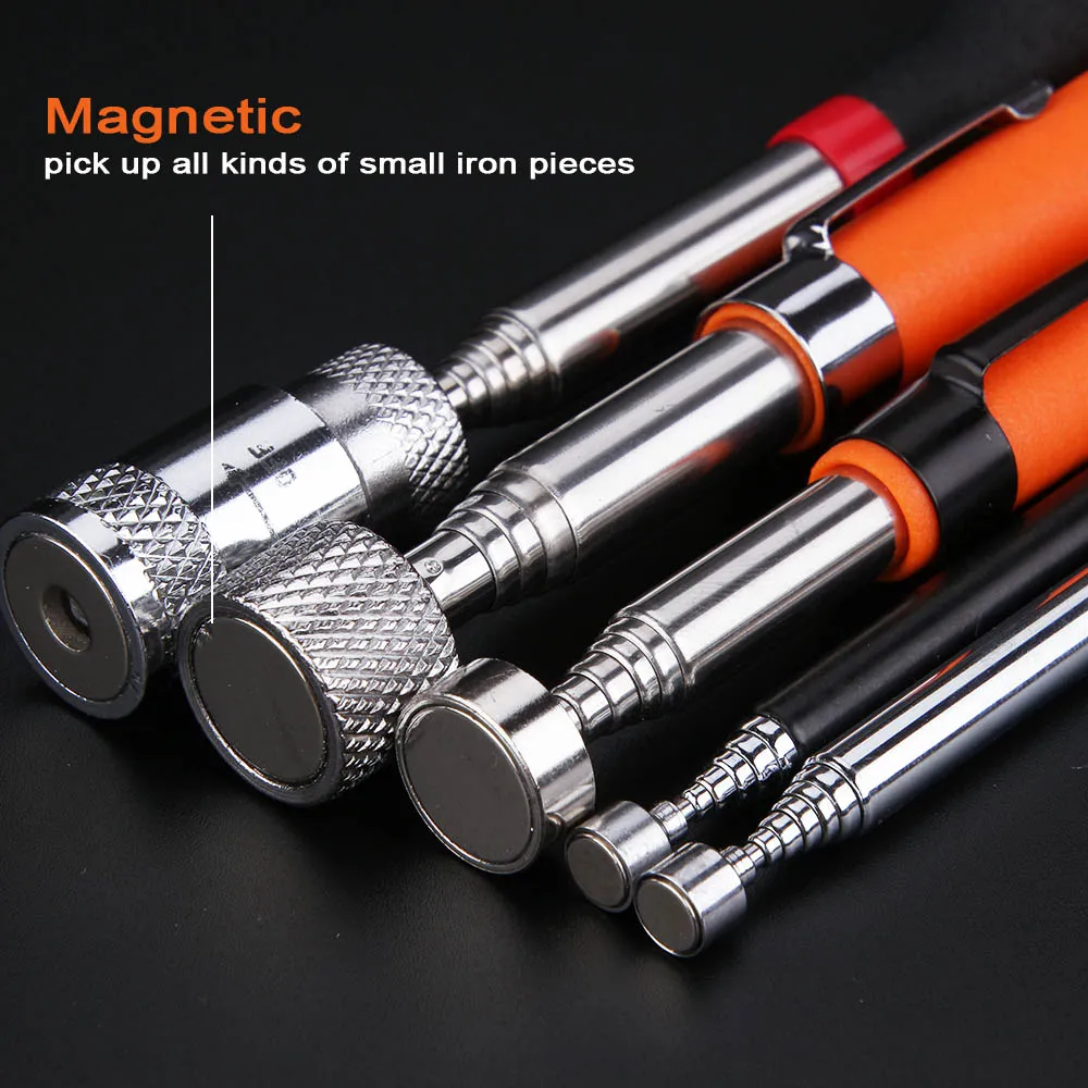 Imagem -02 - Mini Picker Magnético Portátil com Luz Caneta Ímã Telescópico Haste de Captação Extensível Nut Bolt Pegando