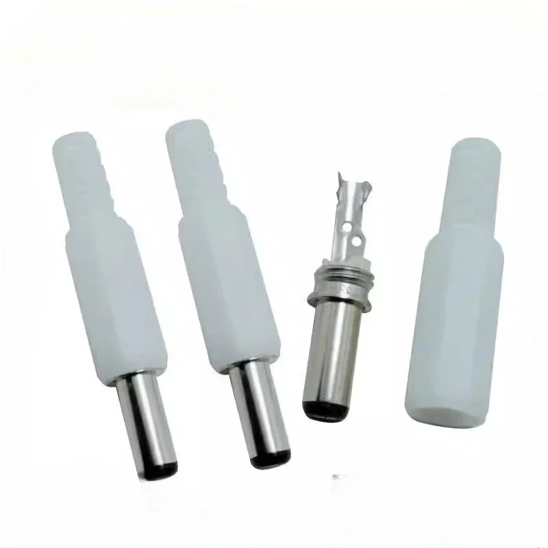 1000PCS DC  White Cap Tube 5521 Male Power Plug Assembled DC5521  14MM DC5.5*2.1
